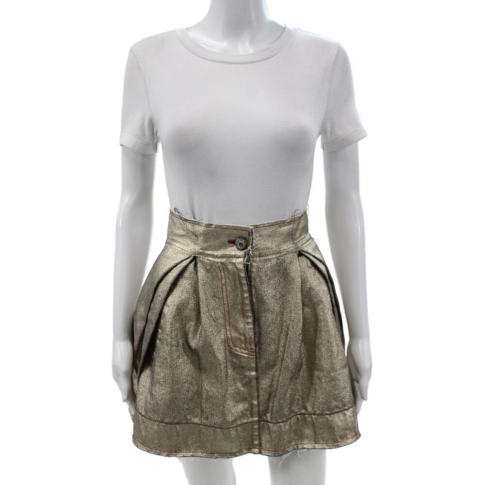 Vivienne Westwood Womens Pleated Skater Skirt Gray Cotton Size S